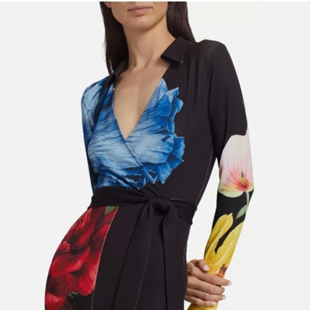 Alice + Olivia Melinda Floral Wide Leg Wrap Jumpsuit View 5